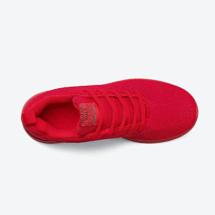 White women's air cushion walking sneakers for ultimate comfort.