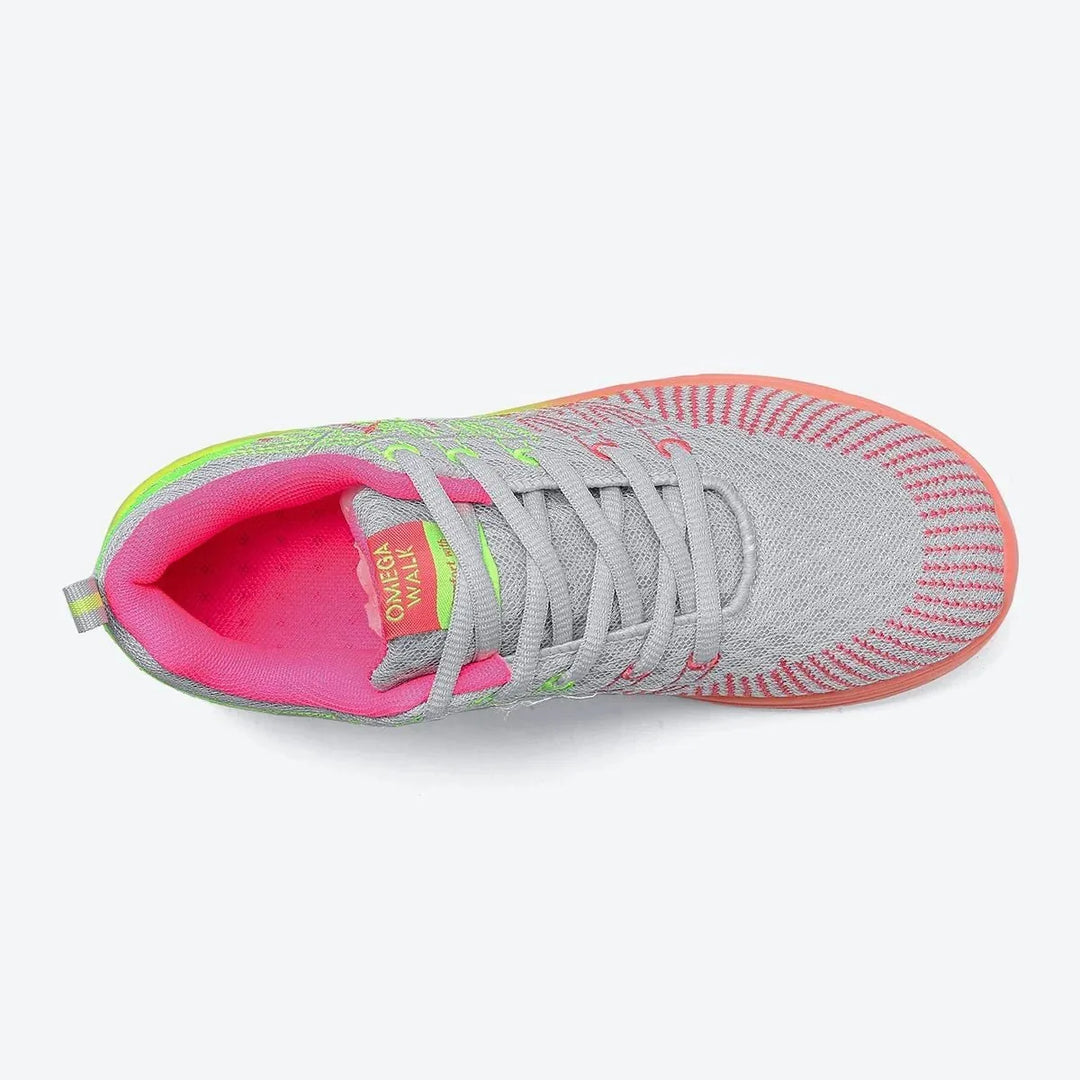 Rose red women's comfortable air cushion walking sneakers.