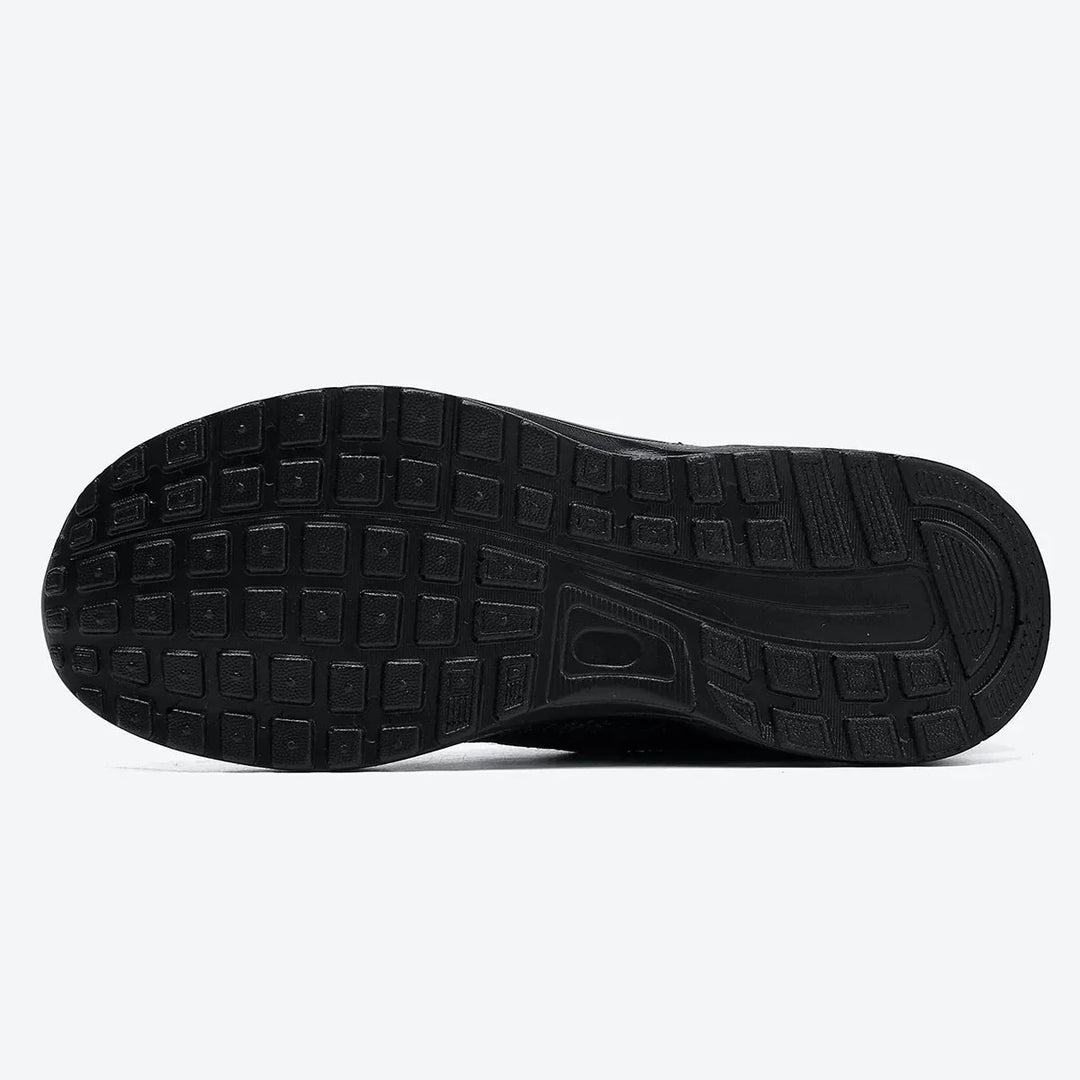 Supportive gray women's walking shoes with air cushion.