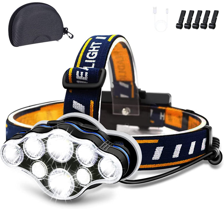 Unisex Ochter 18000 lumen rechargeable headlamp with 8 modes, waterproof, ideal for camping & hiking.
