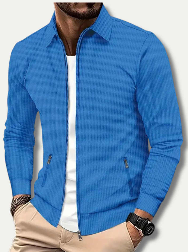 Versatile men's full-zip track jacket, ideal for spring & autumn, combining classic style with everyday comfort.