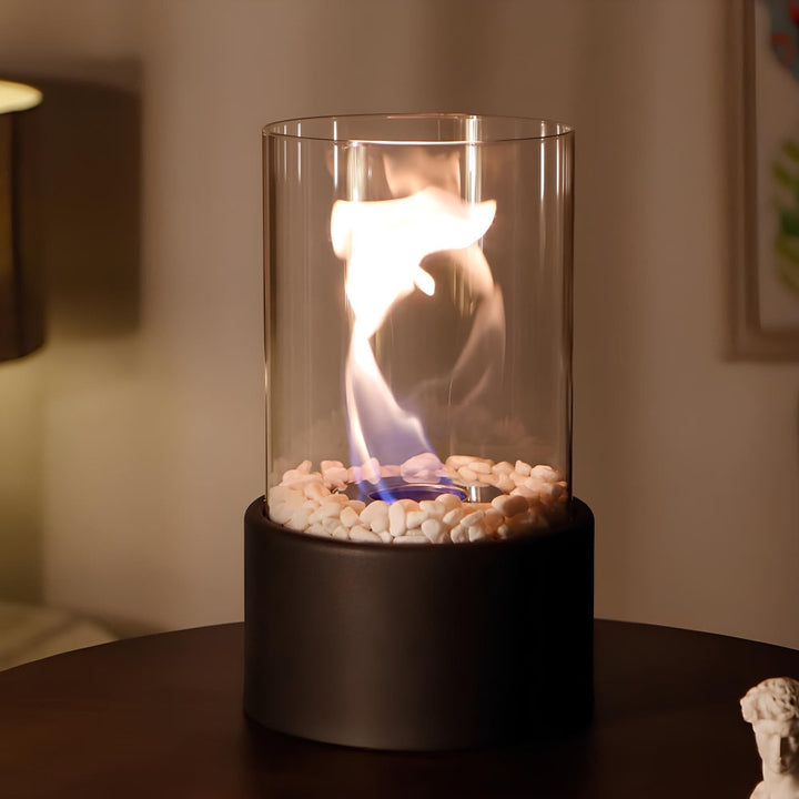 Decorative oil lamp creating warm, ambient flame lighting for elegant indoor living spaces.