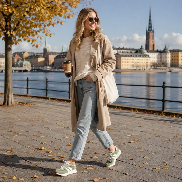Supportive wide fit comfort trainers for women, non-slip sole for active wear.
