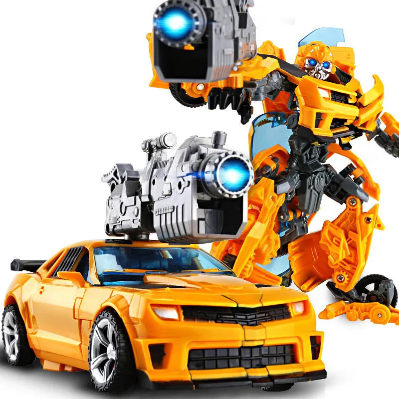 Iconic Optimus Prime action figure transforming into its classic vehicle truck mode. Perfect for display.