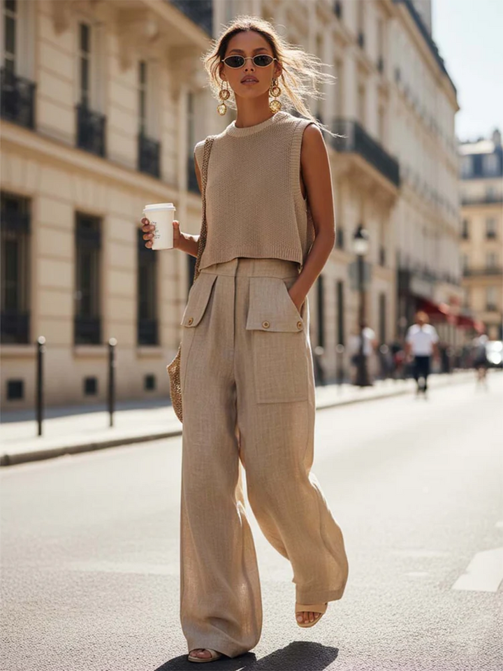 Soft knit cropped tank top vest for women, comfortable & stylish for everyday wear.