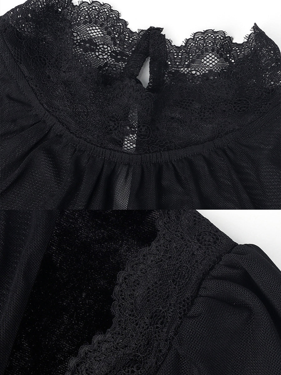 Trendy sheer long sleeve blouse, a high neck women's top for modern fashion.