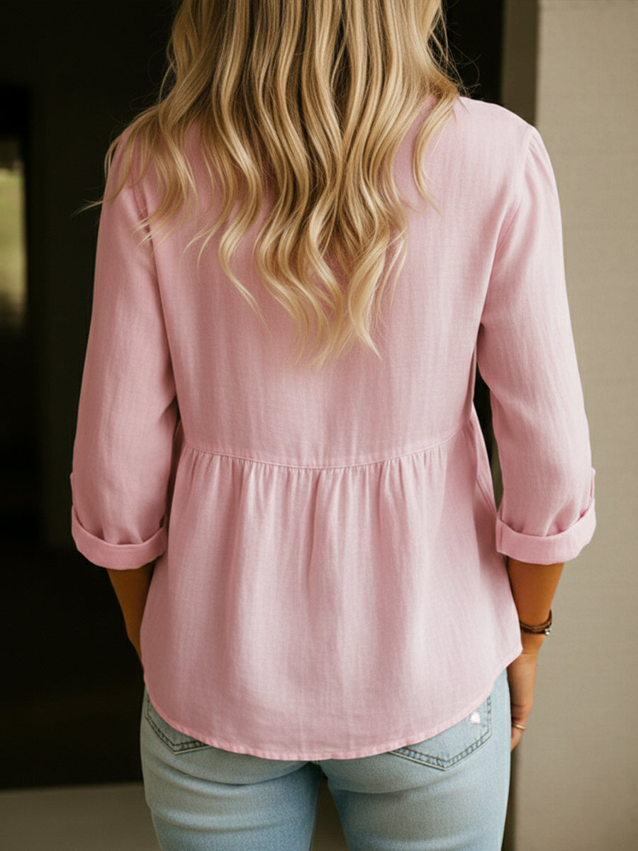 Casual women's long sleeve tunic top, a comfortable and versatile blouse perfect for everyday fashion or work.
