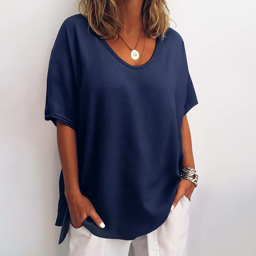 Versatile women's basic short sleeve top, relaxed fit. An essential for casual spring & summer fashion.