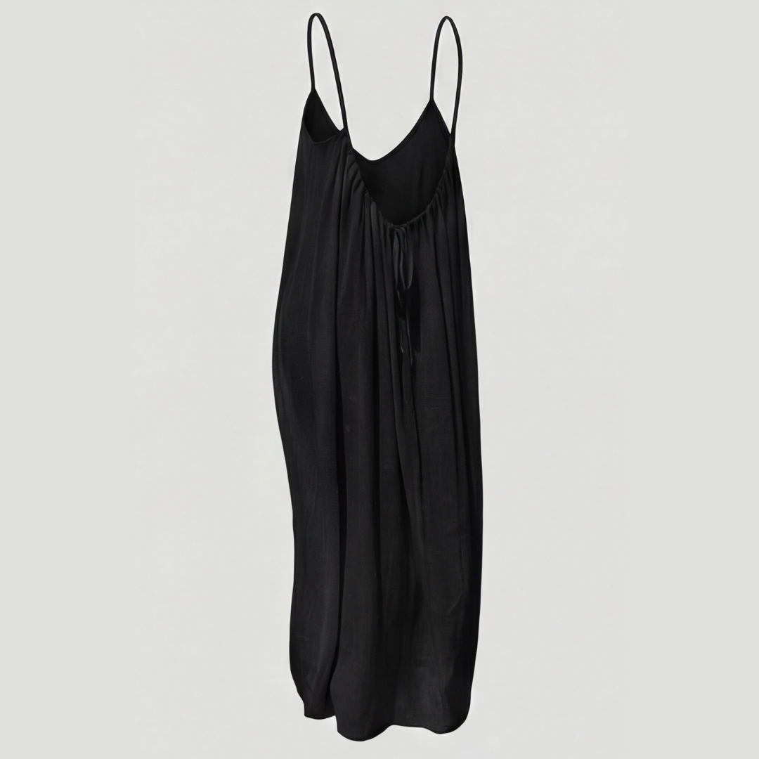 Vacation-perfect flowy open back maxi dress for women, offering effortless beach elegance.