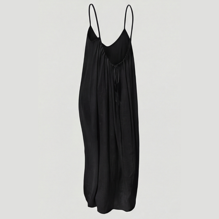 Vacation-perfect flowy open back maxi dress for women, offering effortless beach elegance.
