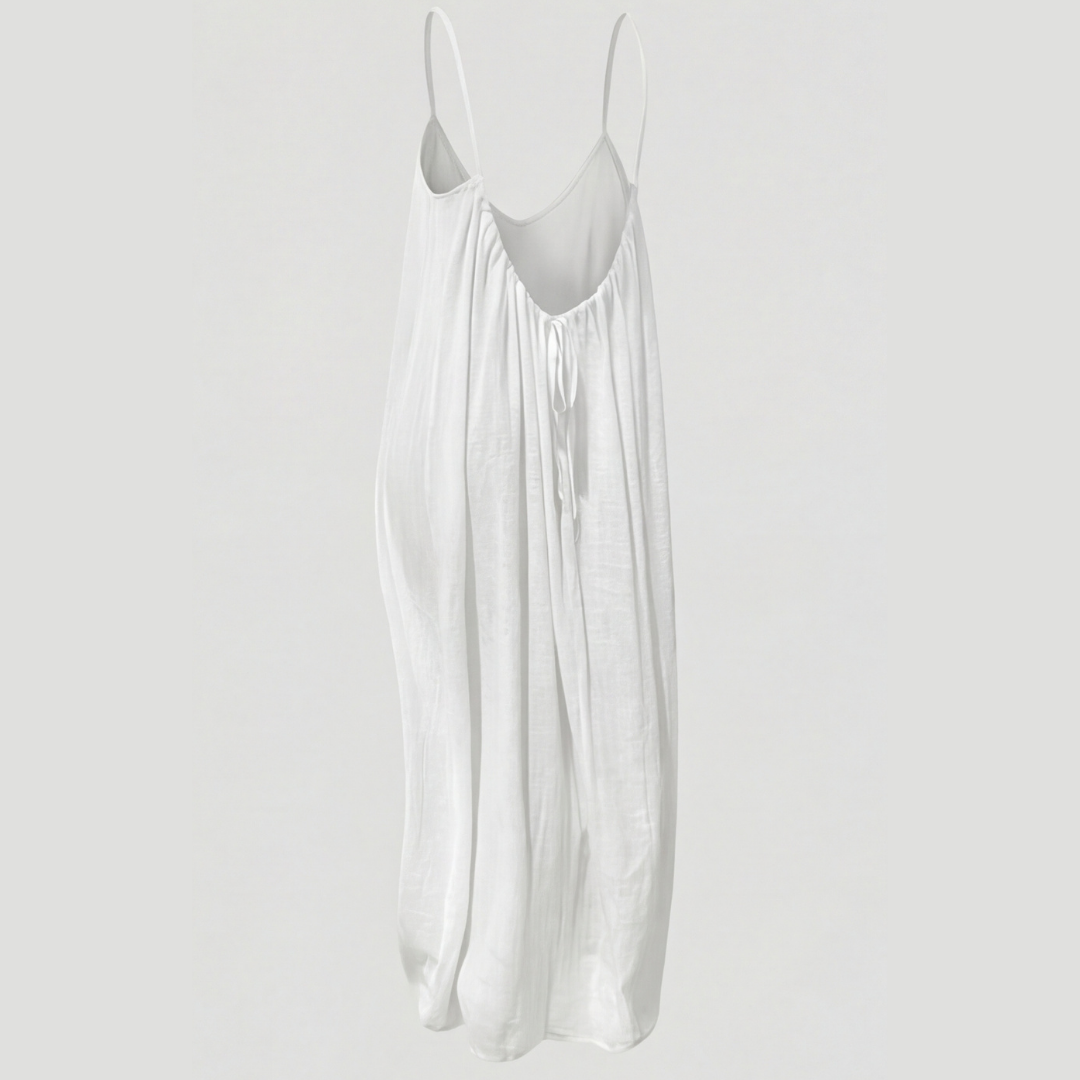 Beach-ready flowy open back maxi dress for women, perfect for summer vacation style.
