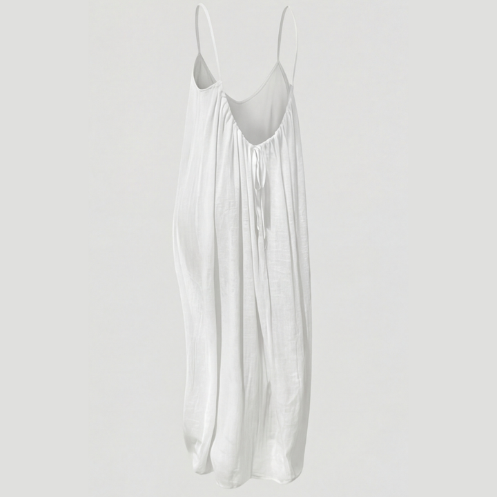 Beach-ready flowy open back maxi dress for women, perfect for summer vacation style.