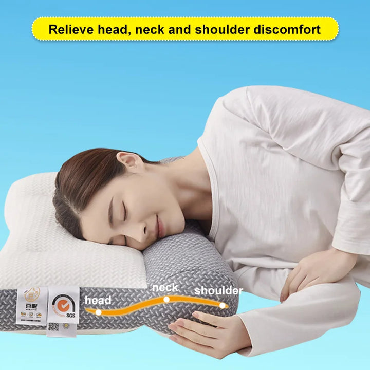 Unisex orthopedic pillow with ergonomic design for optimal neck support and comfort.