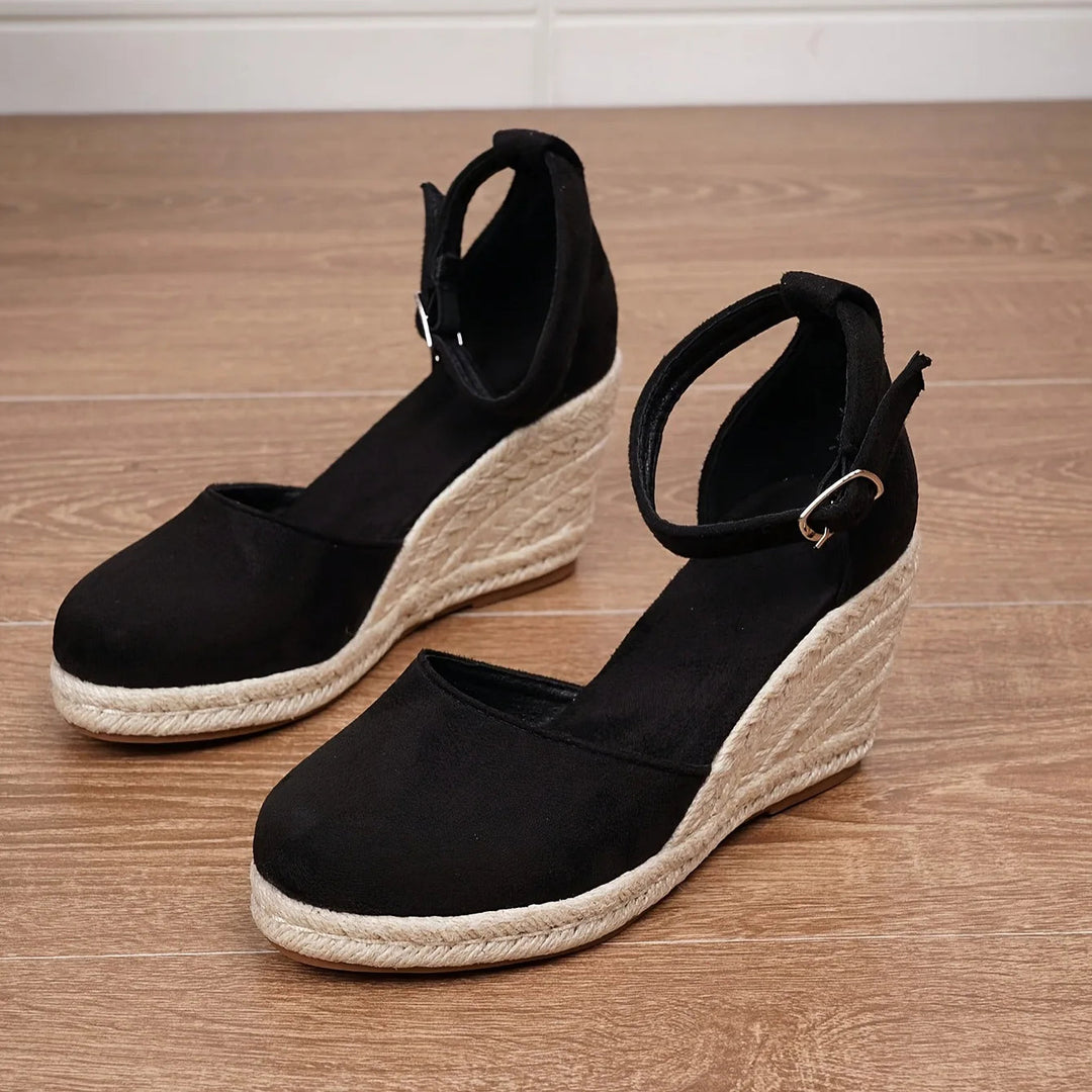 Elegant women's summer sandals, a perfect blend of orthopedic comfort and chic espadrille wedge style.