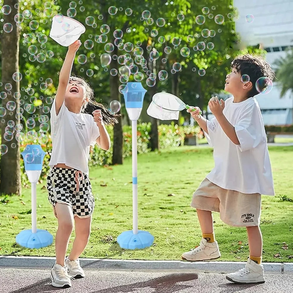 Automatic bubble party machine, ideal for kids' outdoor entertainment and backyard play, bringing bubble fun.