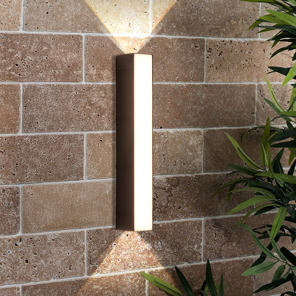Energy-efficient black LED outdoor wall light tube, durable and modern for sleek exterior home lighting.