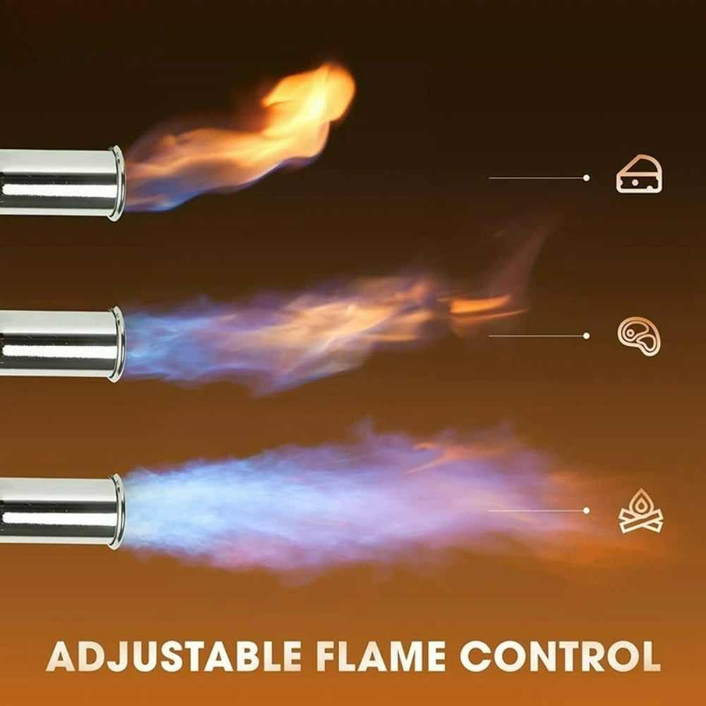 Portable outdoor jet lighter and fire starter for grilling, BBQ, and safely igniting campfires.