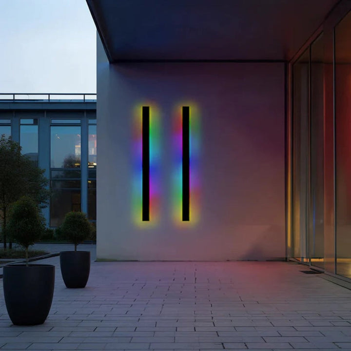 Energy-saving LED outdoor wall light, modern sleek design for exterior home & garden illumination.