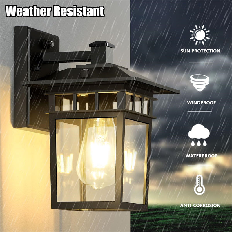 Stylish outdoor wall lantern, perfect for exterior lighting. Waterproof black aluminum lamp for garden, porch & patio.