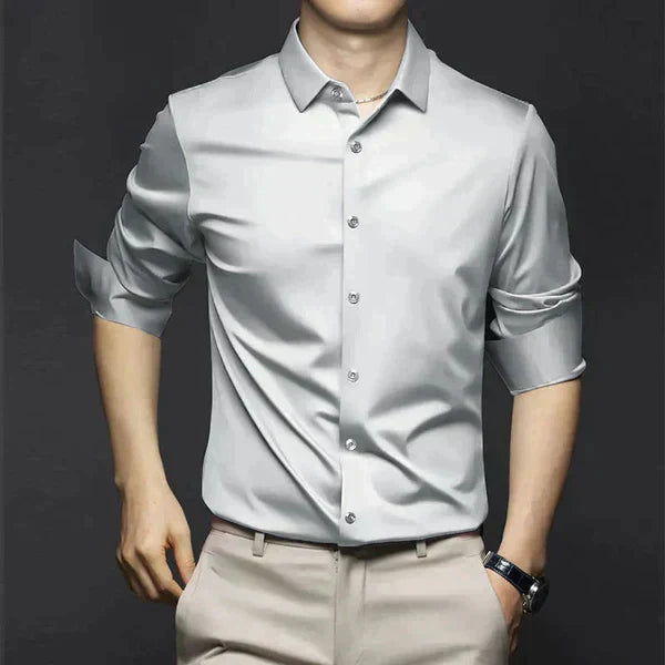 Lightweight men's summer shirt. Elegant button-up design, perfect for casual or smart office wear. Iron-free.