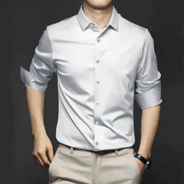 Stylish men's button-up summer shirt, perfect for smart casual office wear or elegant everyday fashion.
