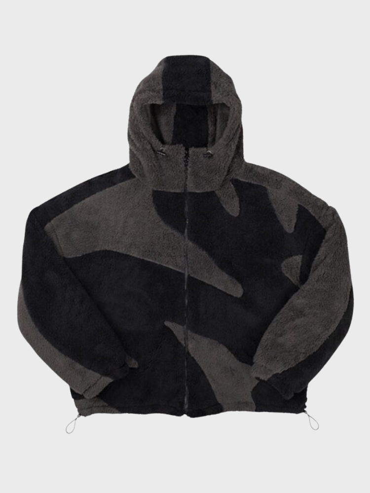 Men's oversized full zip jacket, effortless and comfortable for casual wear, featuring a drawstring hem. Perfect layering.