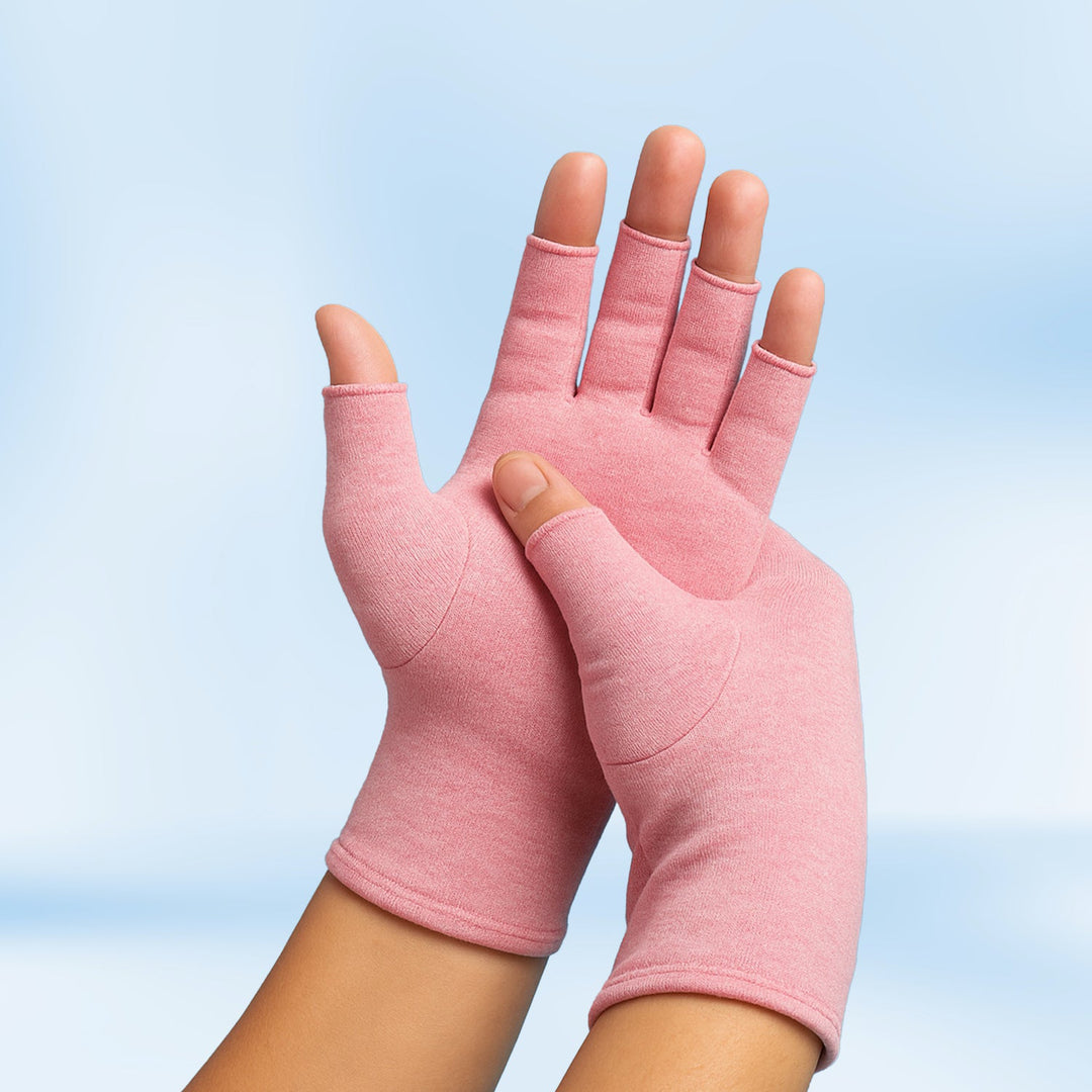 Comfortable heat compression gloves designed for men & women, aiding pain relief from arthritis & hand fatigue.