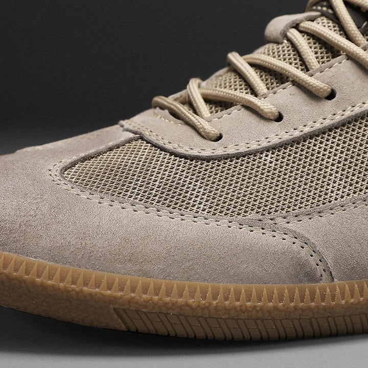Men's stylish orthopedic sneakers. Low-top lace-up casual footwear offers comfort, support, and everyday wearability.