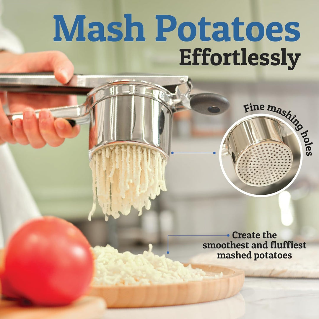 Create perfect potato puree with this robust stainless steel kitchen masher. Excellent for all your mashing needs.