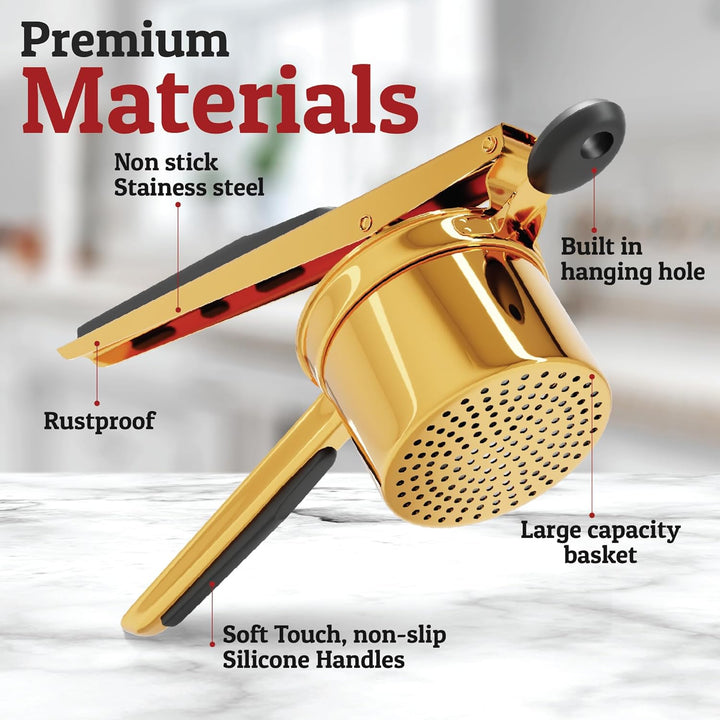 Robust stainless steel potato masher for efficient mashing. A must-have heavy-duty kitchen tool for food prep.