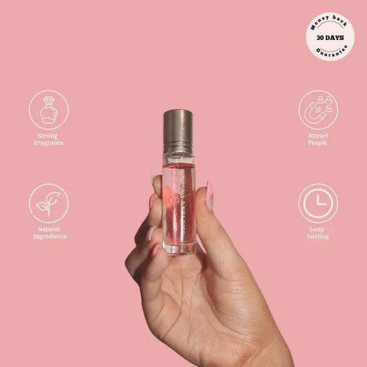 Unisex Pheromone Infused Fragrance bottle with captivating natural scent for attraction & confidence.