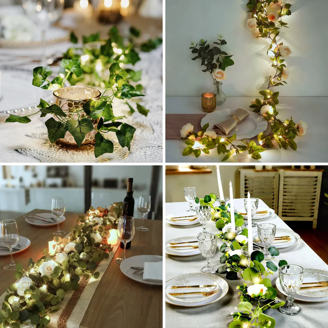 Nvroome decorative LED leaf string lights, warm white, for enchanting indoor & outdoor decor.