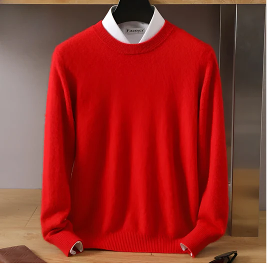 Classic men's o-neck knitwear, a versatile long-sleeve sweater for winter fashion.