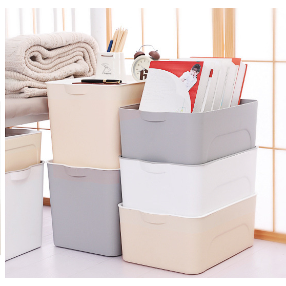 Durable plastic storage bin with secure lid. Ideal for organizing toys, clothes & household items.