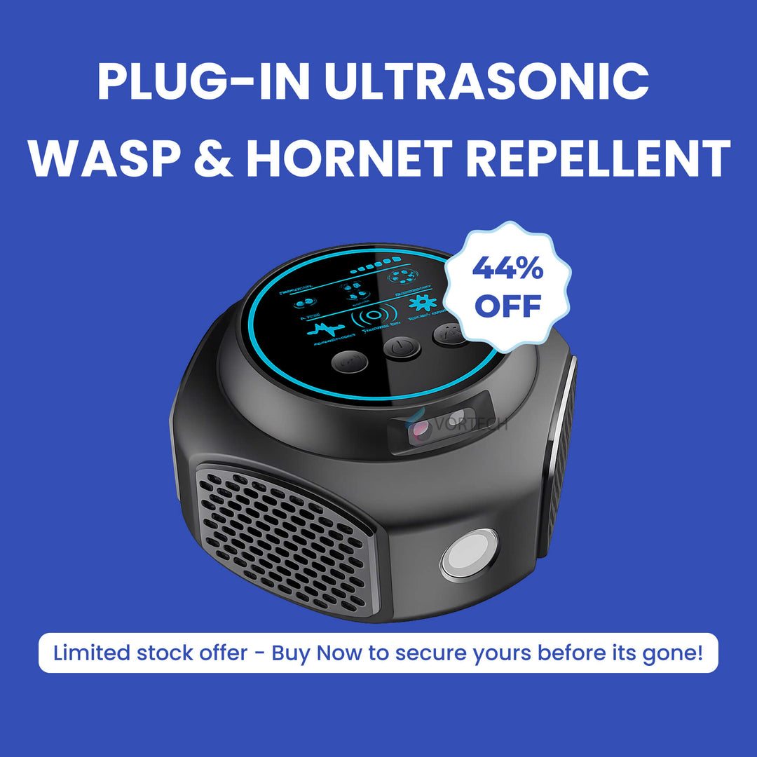 Home safety ultrasonic wasp & hornet repellent. Silent, chemical-free pest control for indoors/outdoors.