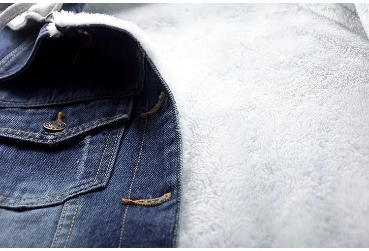 Chic plus size hooded denim jacket for women, offering comfortable style and versatile layering for any season.