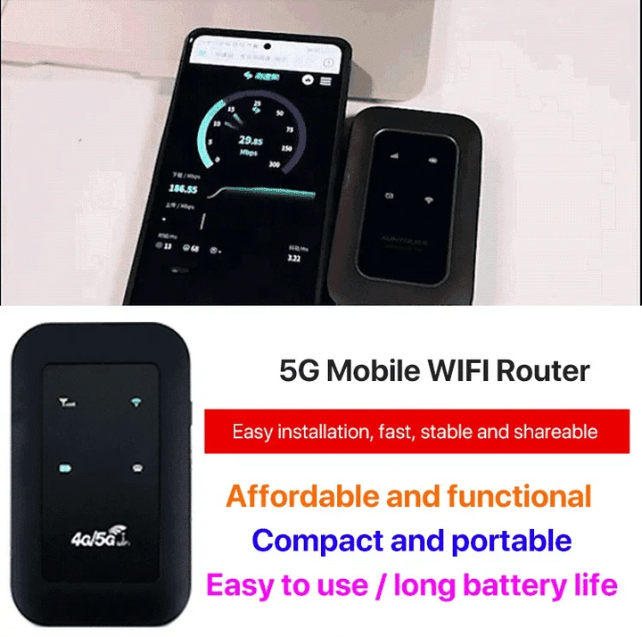 Connect multiple devices to this portable 5G mobile WiFi hotspot router for high-speed internet anywhere.