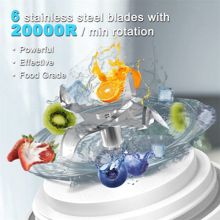 Create delicious drinks anywhere with this compact 6-blade personal blender. USB-C for easy charging.