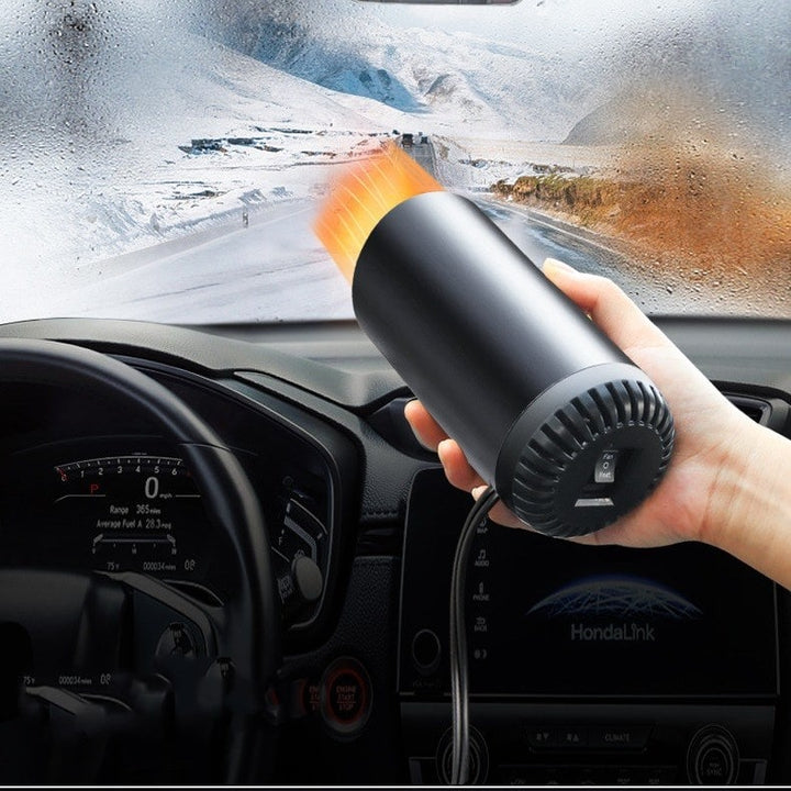 Keep warm with this 12V portable car heater, a powerful defroster fan for clear visibility & winter driving comfort.