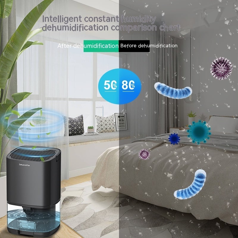 Compact dehumidifier for basement moisture control, a portable solution for improved home air quality.