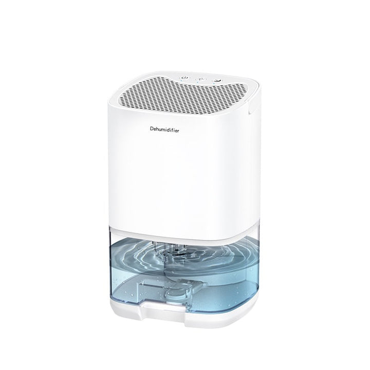 Lightweight portable dehumidifier for managing humidity in small basements, bedrooms & other compact spaces.