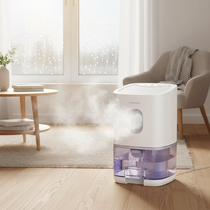 Efficient compact dehumidifier for crawl spaces & basements. Reduces humidity, improves home air quality.