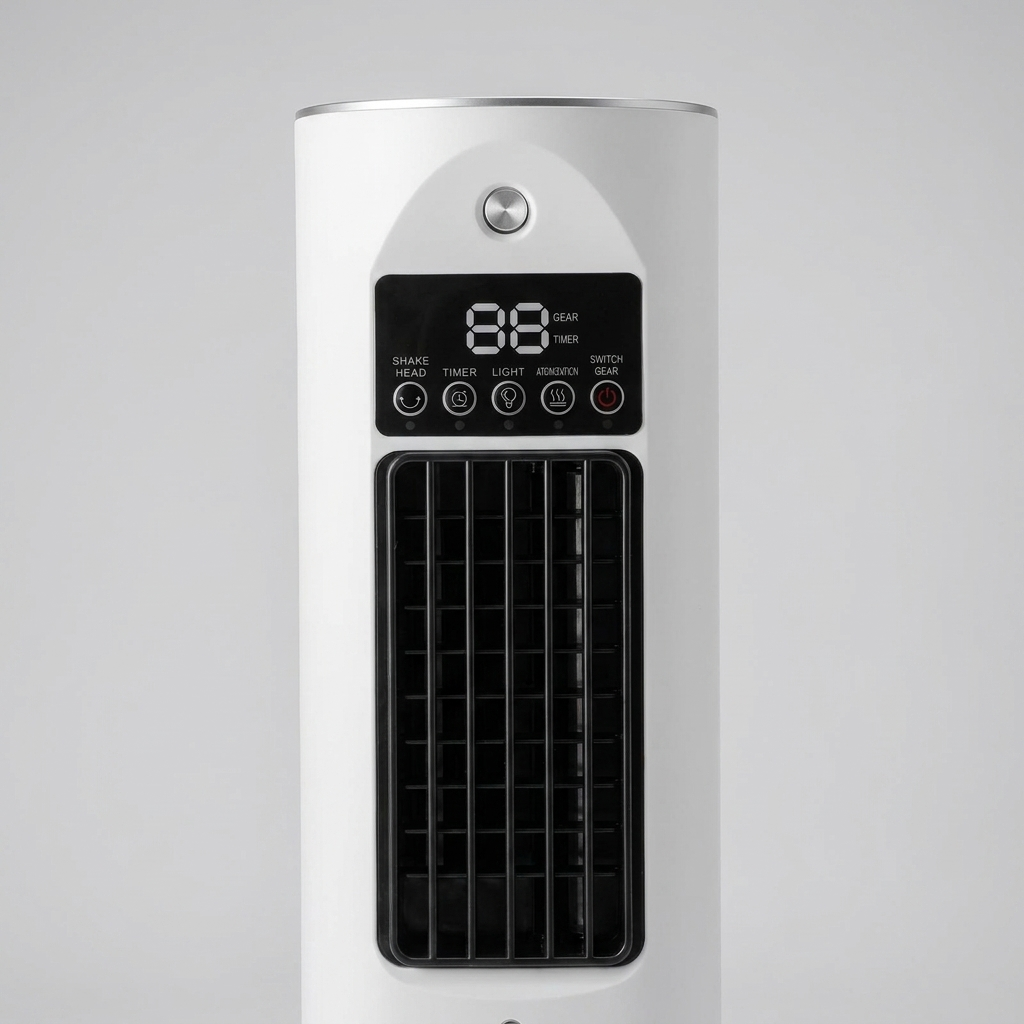 Compact portable mini air cooler. USB powered desk fan with 6-speed & humidifier for summer comfort.
