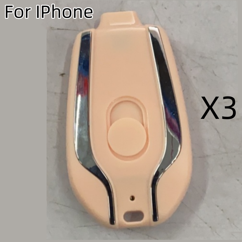 Keychain power bank with carabiner, ideal for emergency outdoor use.
