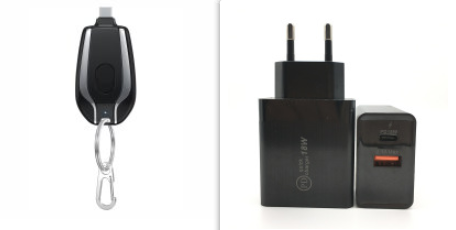 Small keychain power bank for USB-C devices, always ready to charge.