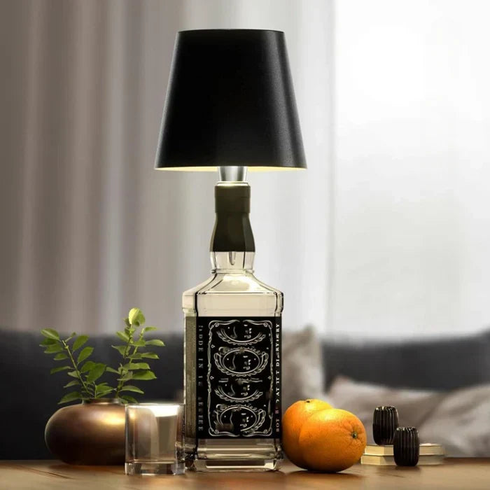 Dimmable LED Bottle Lamp, wireless and portable, enhances any space with its gentle, modern glow.