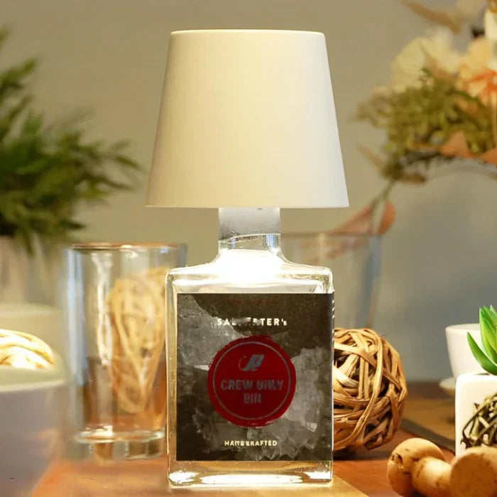 Wireless LED Bottle Lamp, dimmable for perfect mood lighting, great for home decor and portability.