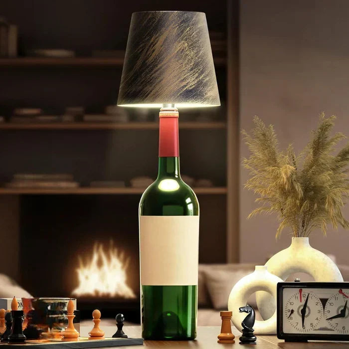 Ambiance-creating portable LED Bottle Lamp, touch-controlled and rechargeable for flexible use.