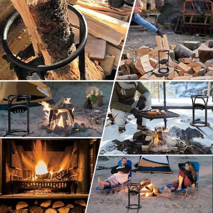 Quick firewood prep with this manual log splitter. Heavy-duty, portable fireplace accessory for safe wood cutting.