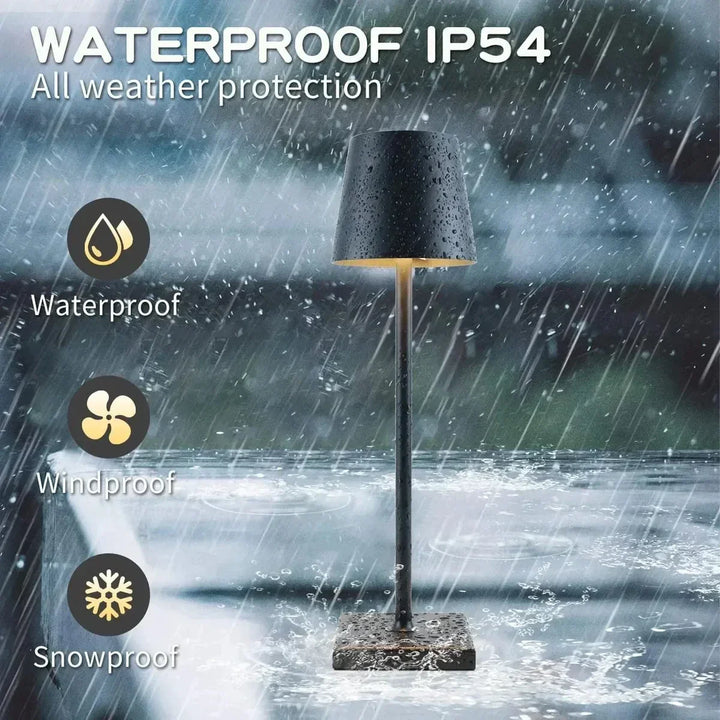 Contemporary dimmable LED desk lamp, portable. USB rechargeable, ideal for reading or modern home lighting.